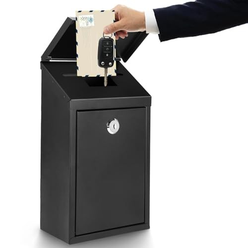 Secure Wall-Mounted Mailbox for Outside, Rust-Proof Steel Postbox Key Lock