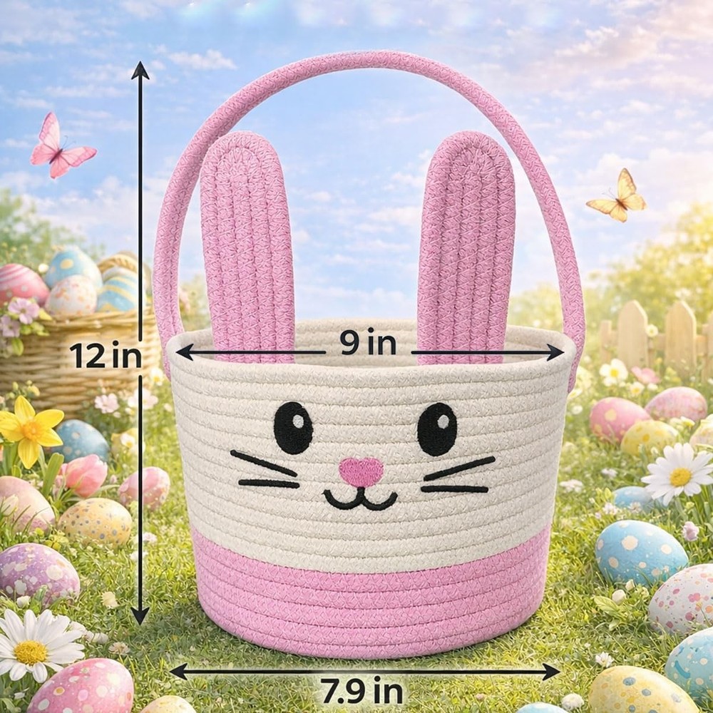 Easter Baskets for Kids, Easter Basket, Easter Bunny Baskets with Handle for ...