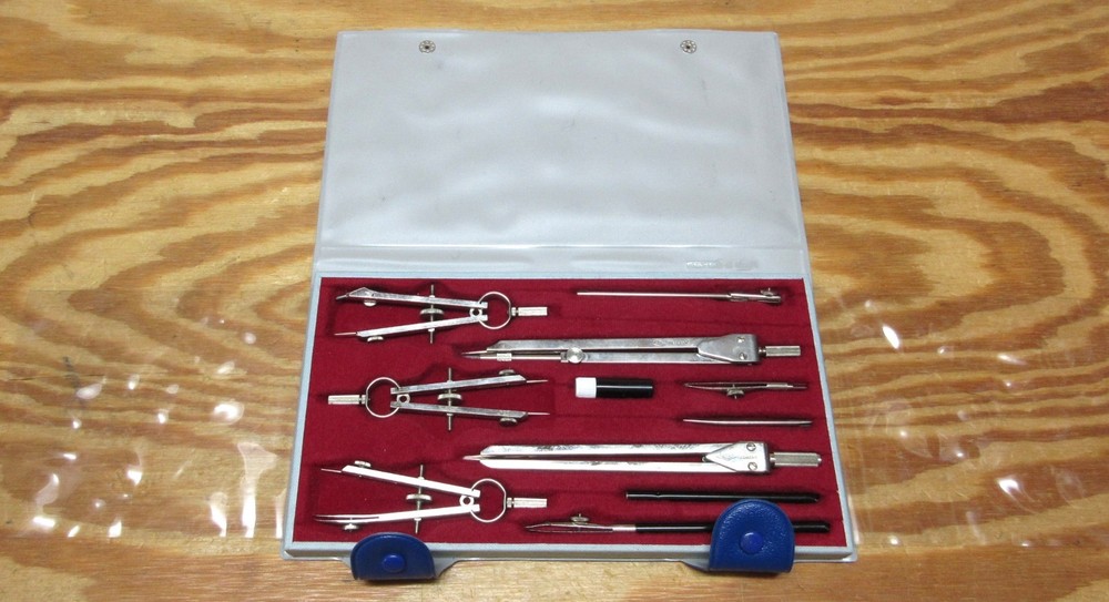 Vintage Tacro 2130 Engineering Drafting Compass Set w/Case Made in Germany