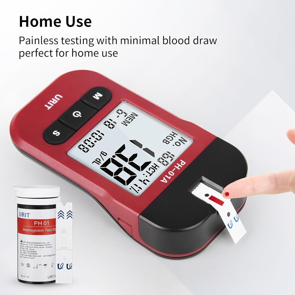 Home Hemoglobin Test Meter with 50 Test Strips Kit Easy Use Hemoglobin Test..pp