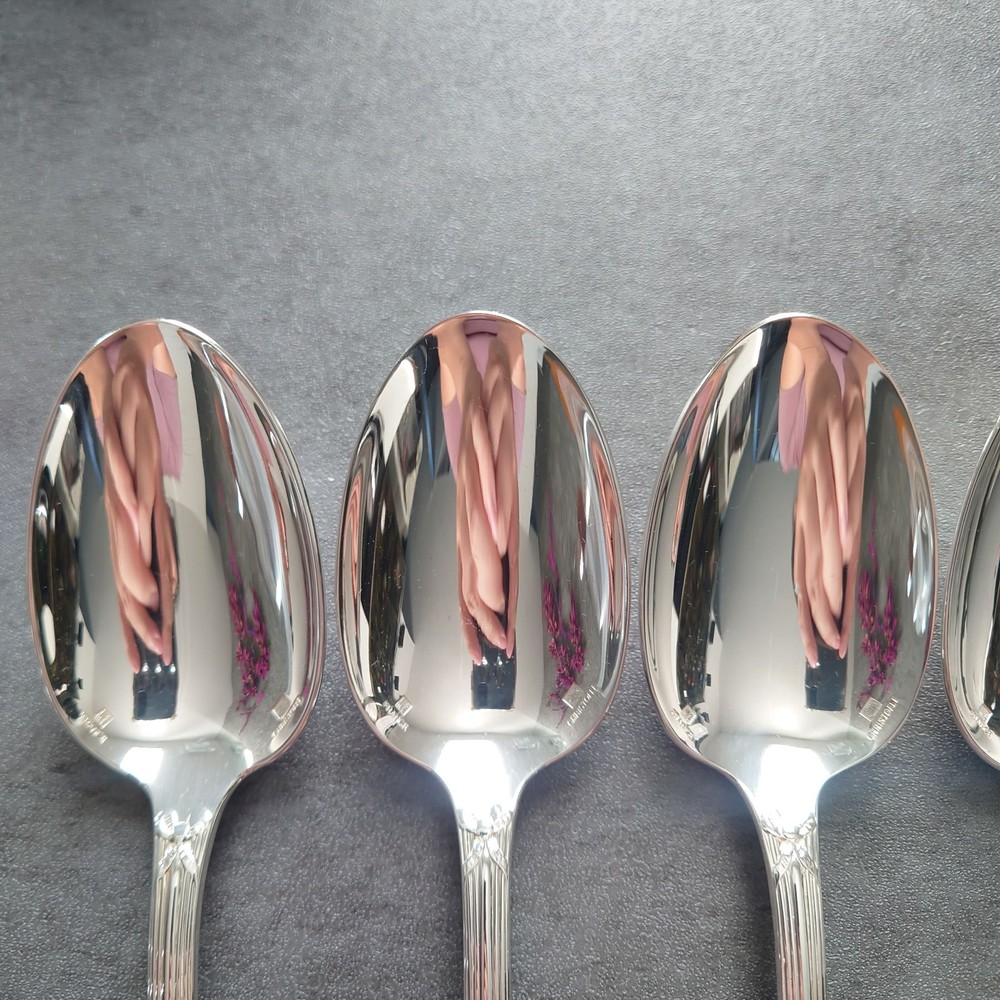 Christofle Rubans Standard Spoon 6pcs Silverplate Flatware Excellent