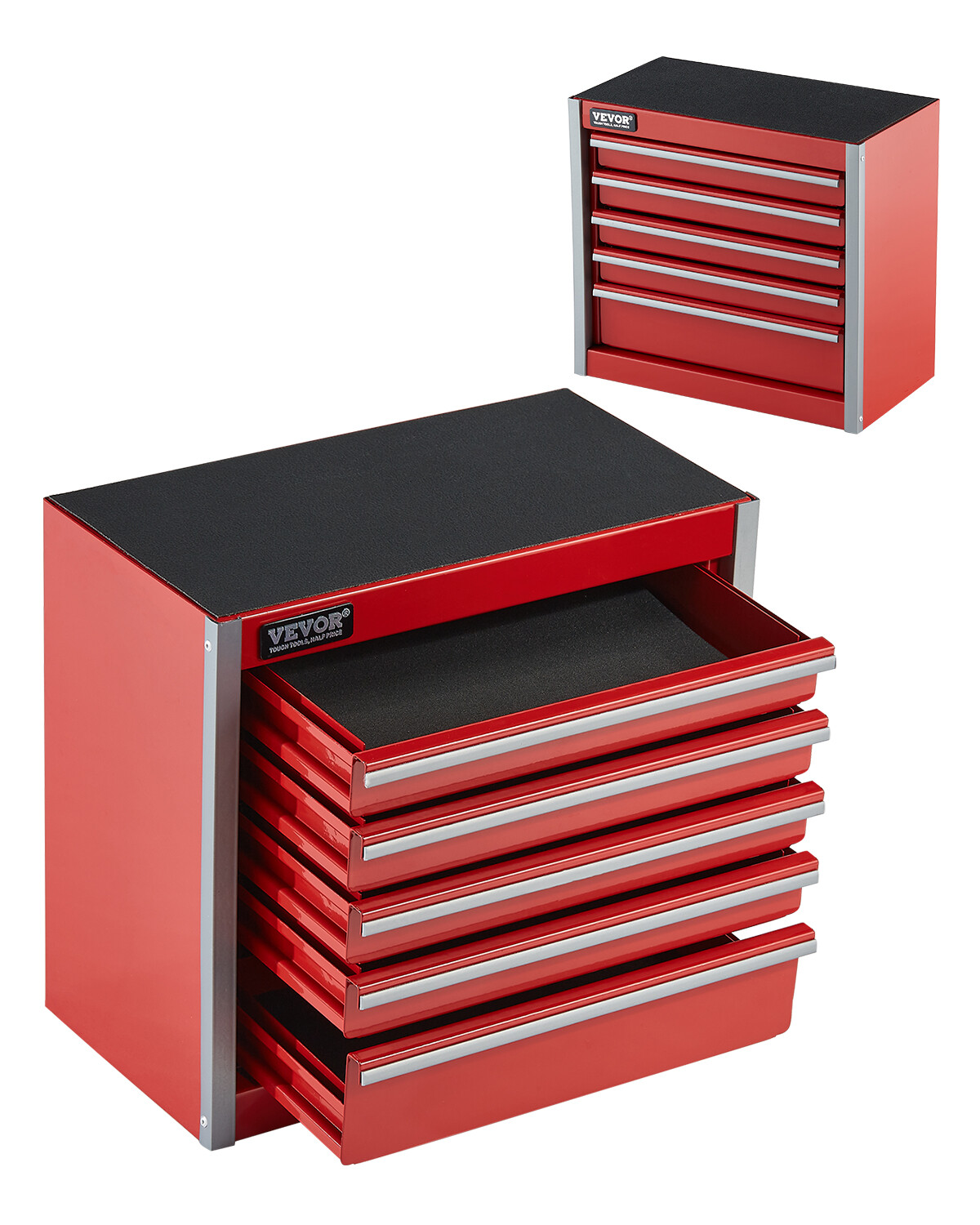 Tool Box 8.6-inch Portable Metal Tool Box with 5 Drawers Tool Organizer Red