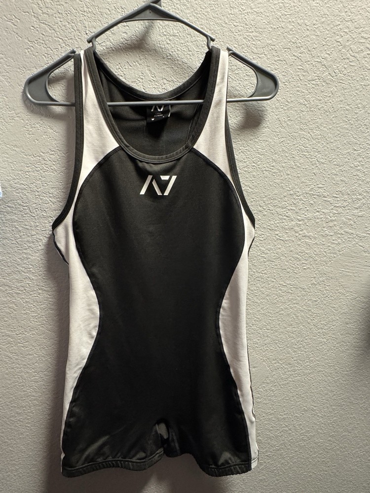 A7 Womens Size Large Powerlifting Singlet Black/White