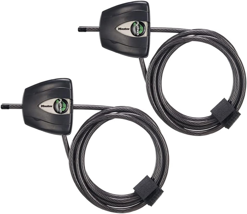 Master Lock Black Python Steel Cable Lock with Keys, Heavy Duty Anti-Theft Trail