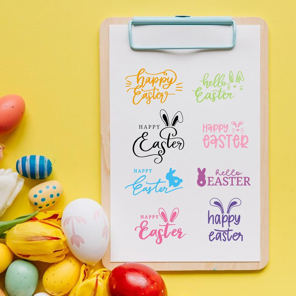 Happy Easter Clear Stamps for Card Making Happy Easter Words Bunny Rabbit Rubber