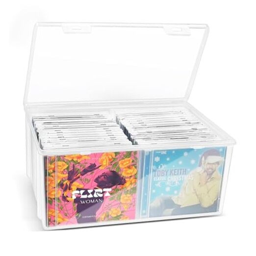 Plastic CD Storage Box, Store 40+ CDs, Clear DVD Storage Case