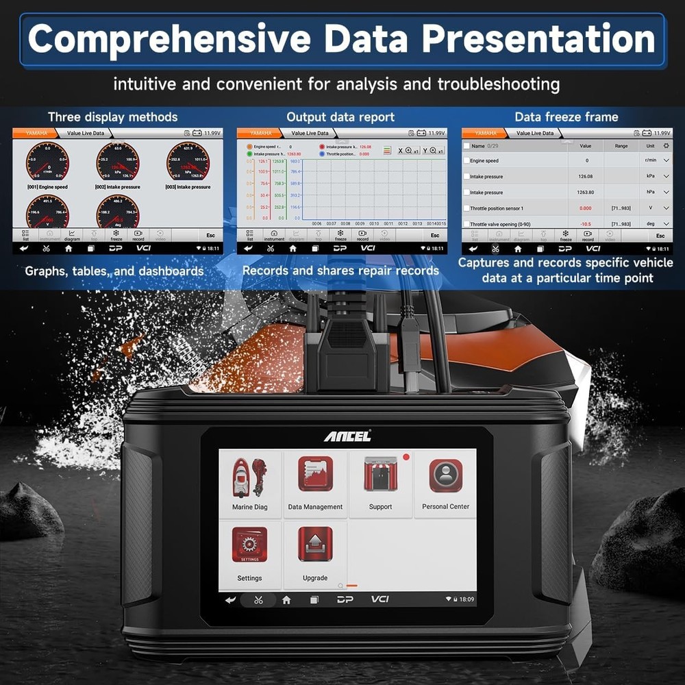 ANCEL MR500 Fits Mercury Marine Engine Diagnostic Tool Scanner OBD2 Code Reader