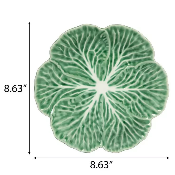 4 Green Cabbage Salad Plates Ceramic 8.5 Easter Pinheiro Hobby Lobby Viral