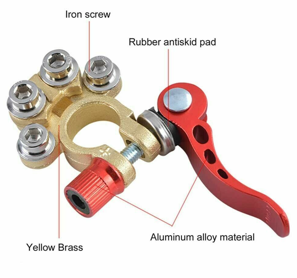 2 PAIR 4 Way Quick Release Disconnect Car Battery Terminal Clamp Connectors USA