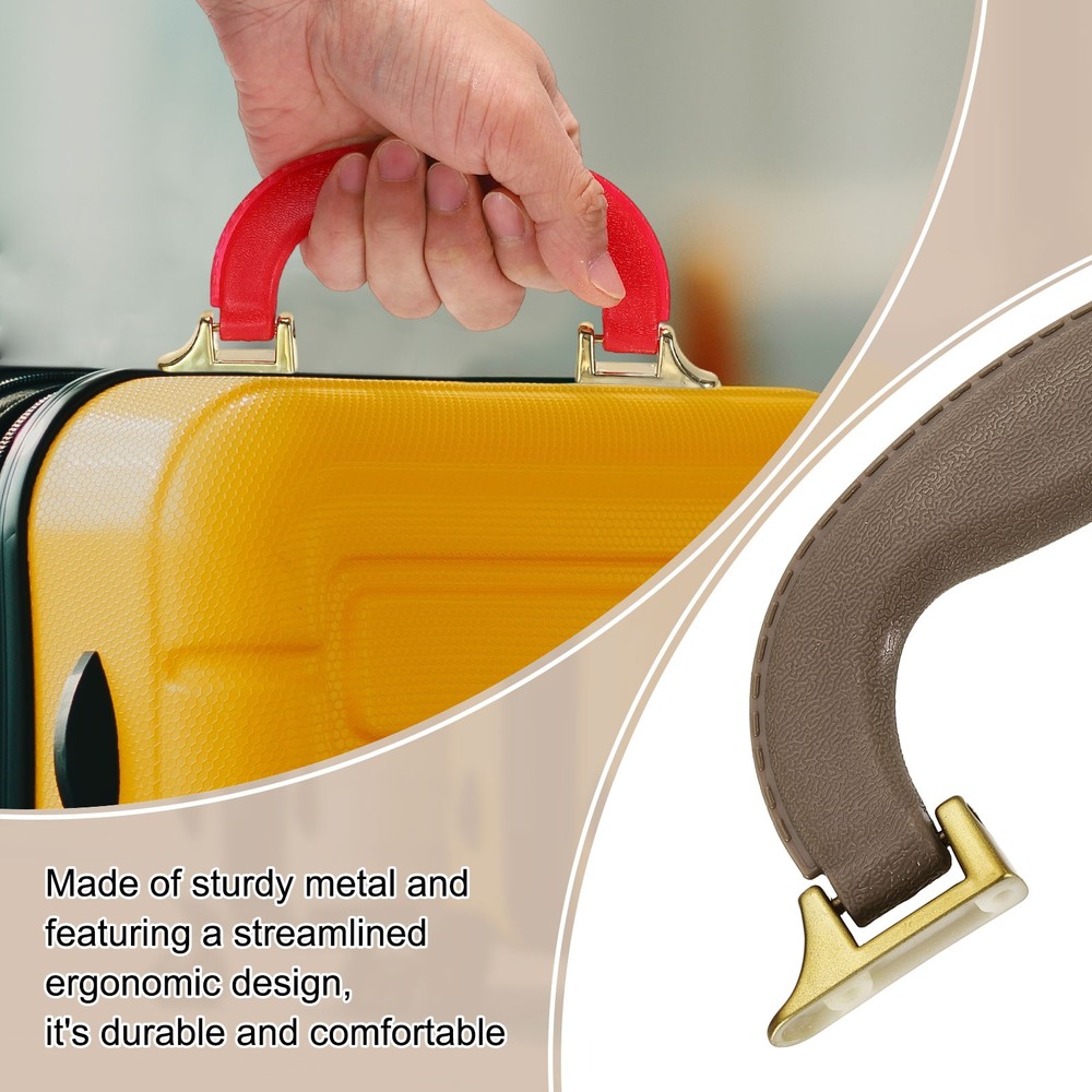 2Pcs Luggage Handle Plastic Pull Handle Grip Replacement with Screws Gray Green