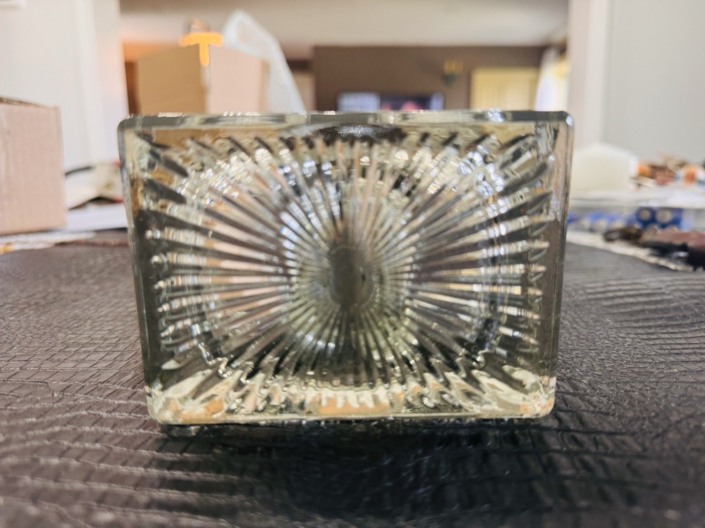 Antique Double Open Salt Cellar Starburst Pattern Heavy Pressed Glass