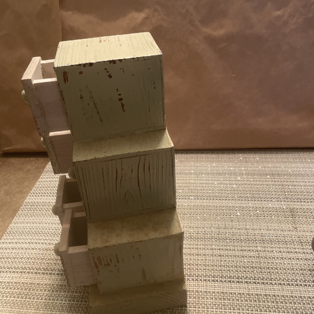 Distressed Wood Storage Stacked Cube Box