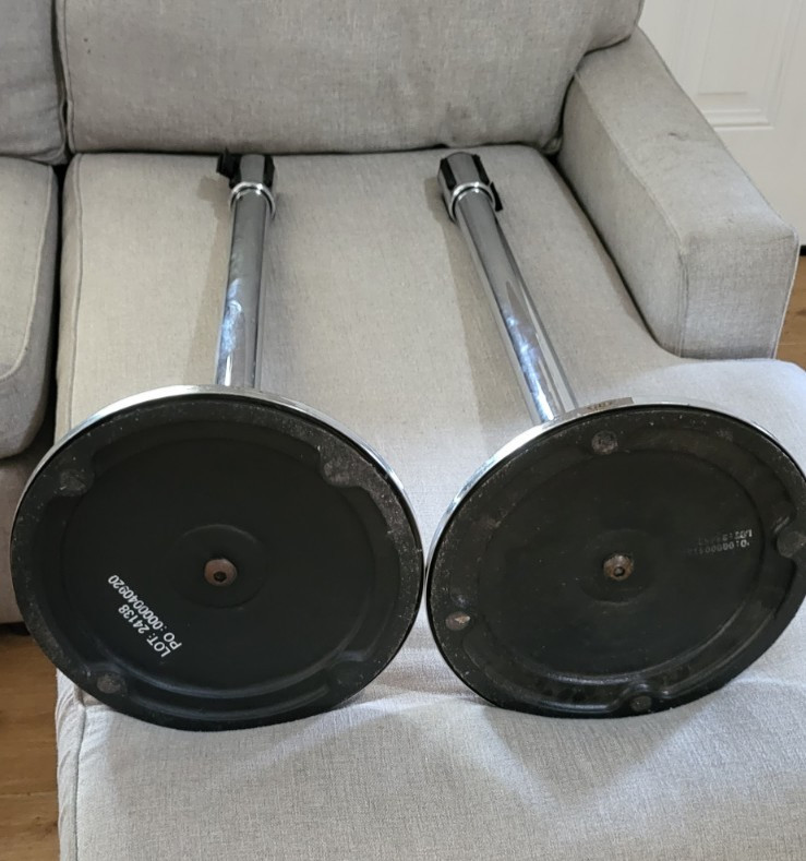 Pair - Uline Chrome Crowd Control Posts with Retractable 7ft Belt Tensabarrier