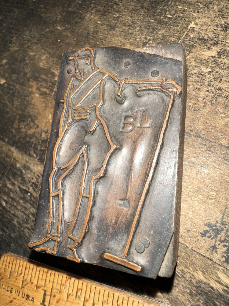 Printing Block “ Man Playing Golf… Putter “ Copper Face, Nice Image!