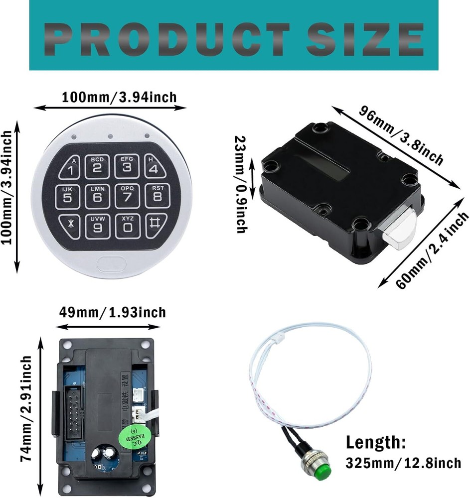Gun Safe Lock Replacement Chrome Keypad Electronic Safe Lock Swing Bolt Lock