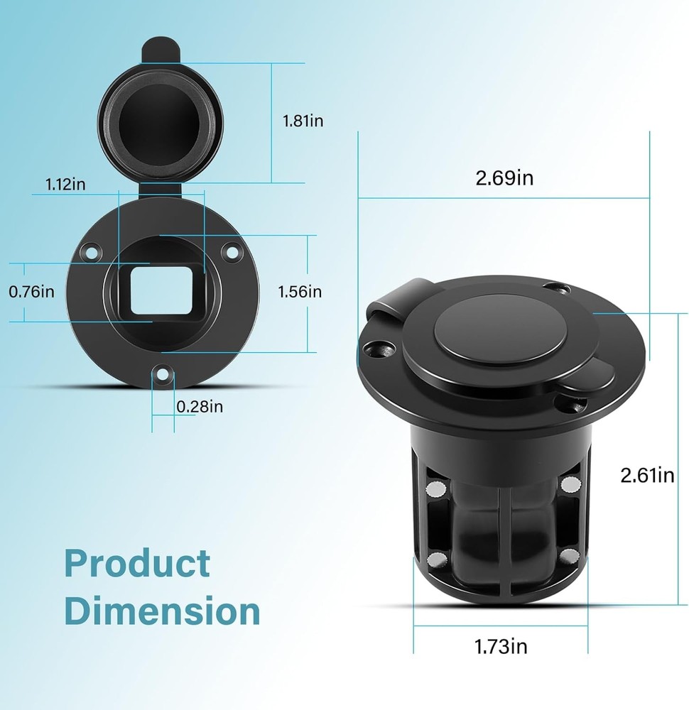 1903012 Flush Mount Power Port Replacement for Cannon Downrigger Power Cable