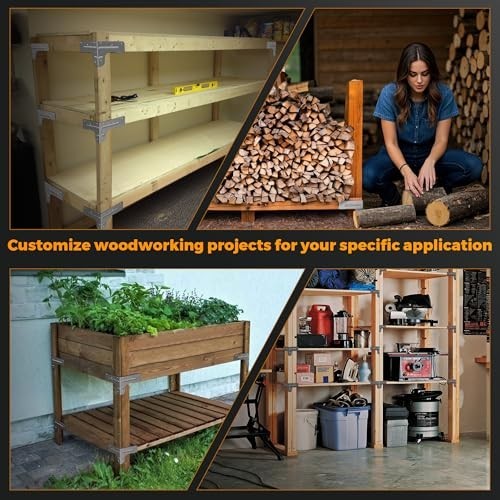 Workbench & Shelving Hardware Kit - Galvanized Steel Corner Brackets, 8 Pcs + 10