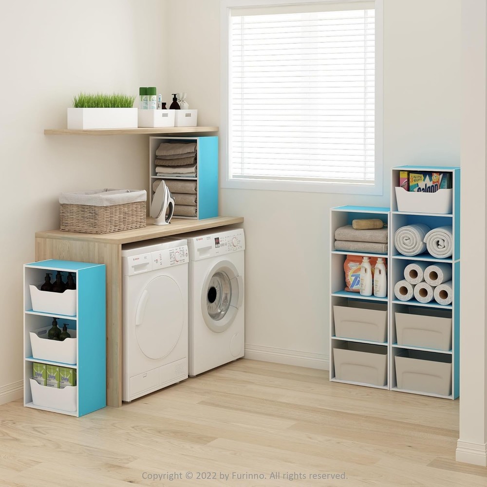 Luder Bookcase / Book / Storage 2-Tier Light Blue/White