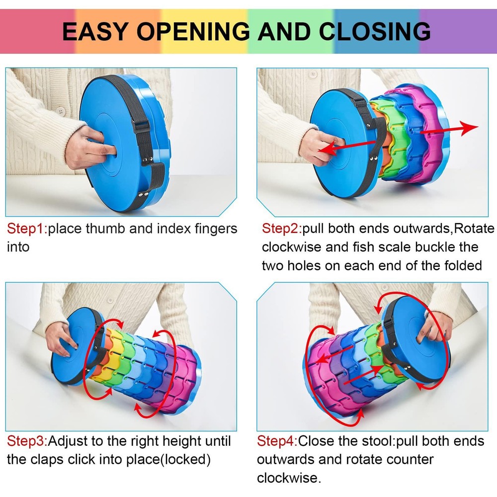 Upgraded Foldable Stool Thickened, Portable Collapsible Stool Retractable Sto...