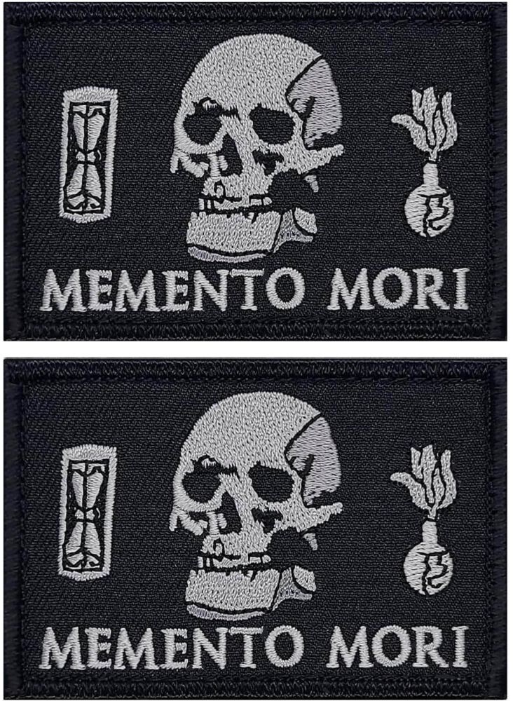 Memento Mori Embroidered Morale Patch  | 2PC  3.0 X 2.0 HOOK BACKING