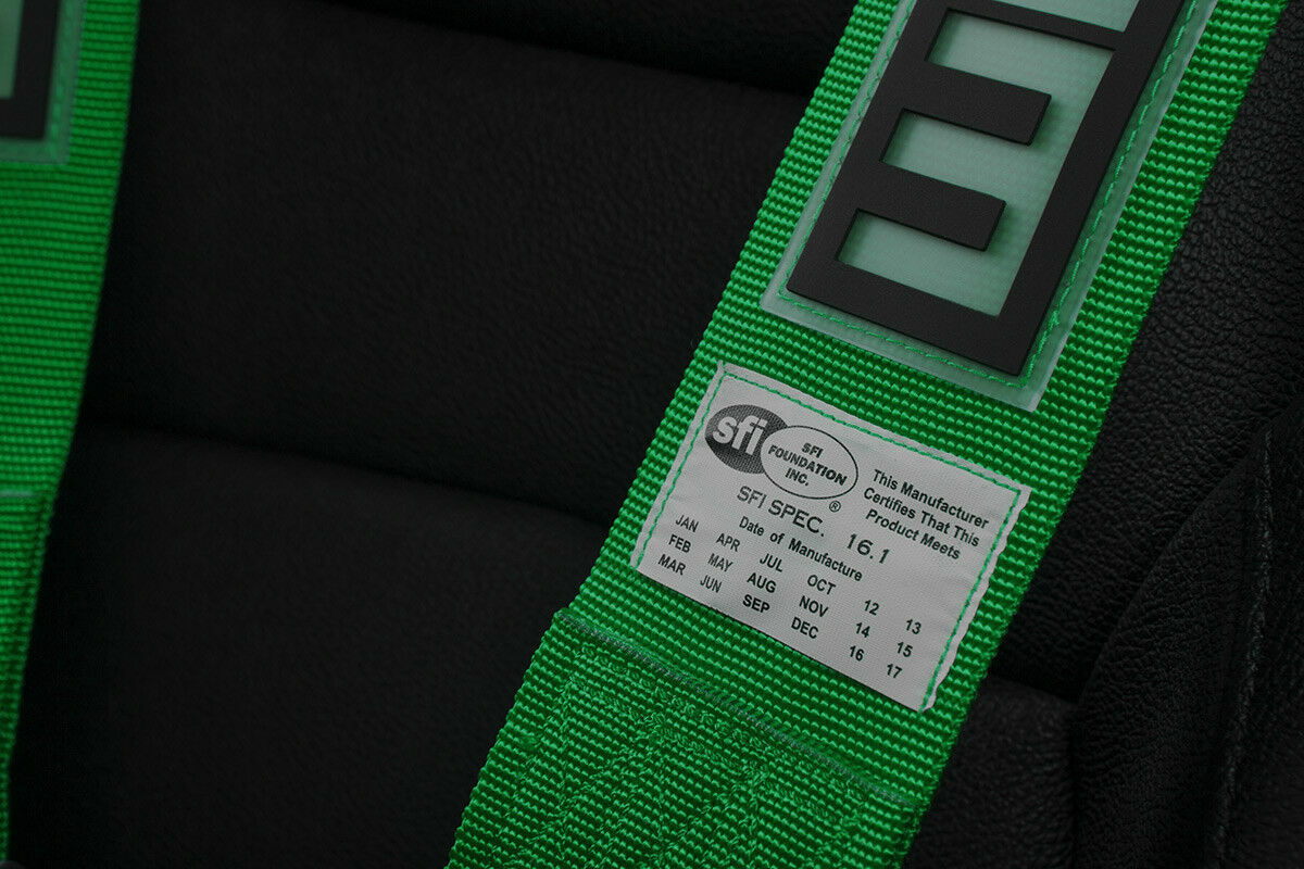 BRAUM Racing GREEN 5 Point 3" Inch SFI Certified 16.1 Racing Harness Single New