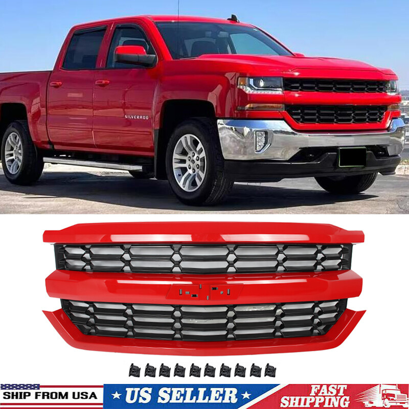 For 2016-2018 Chevy Chevrolet Silverado 1500 Red Hot Front Upper Bumper Grille