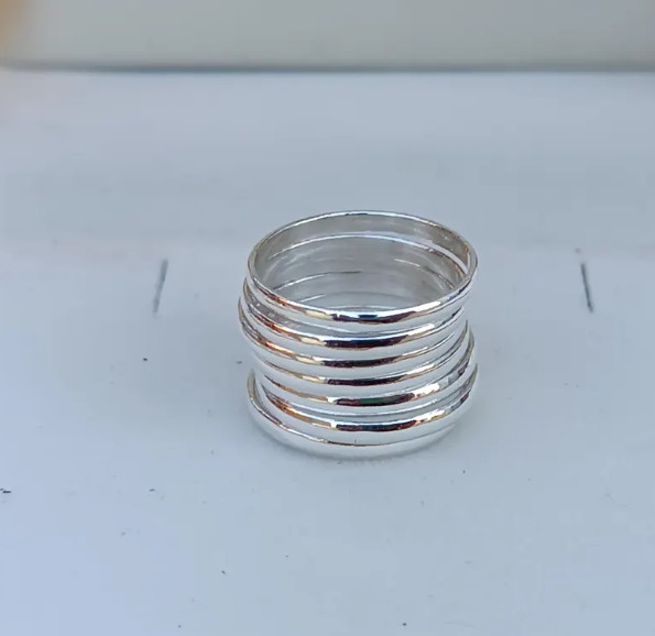 Stack Ring Silver , 7 Band Ring , Sterling Silver Stacking Rings , HandmAll size