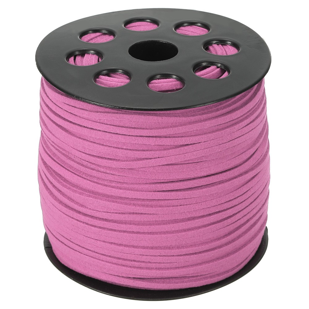 Suede Lanyard String with Roll Spool 98 Yard, Flat Microfiber Cord, Peach Red