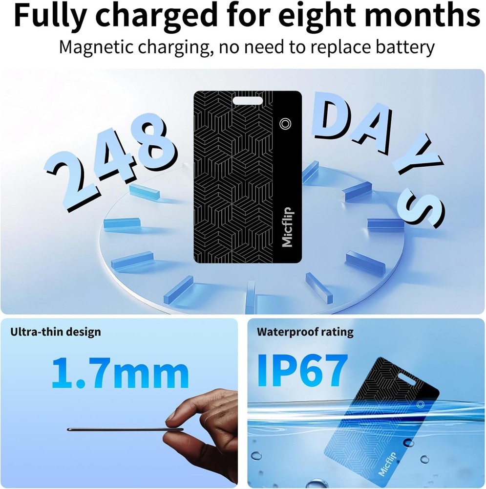 Wallet Tracker Card [Apple Mfi Certified] (Ios and Android) Bluetooth Tracker Ca