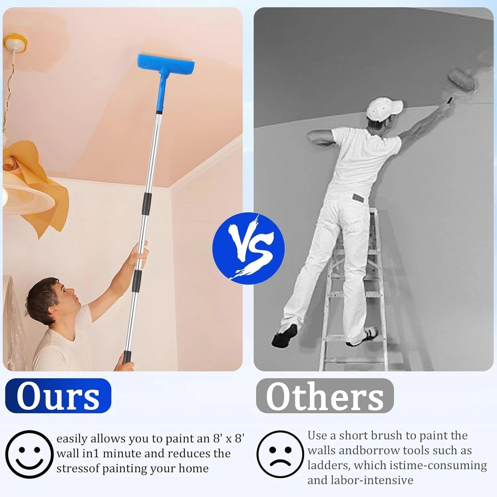 Ceiling Paint Roller No Drip Kit 9FT Extension Pole Included 10" Shield Painting