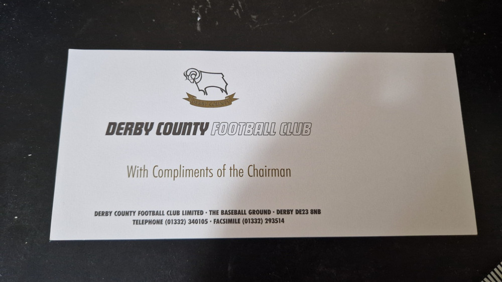 Derby County - compliments slip, Baseball Ground