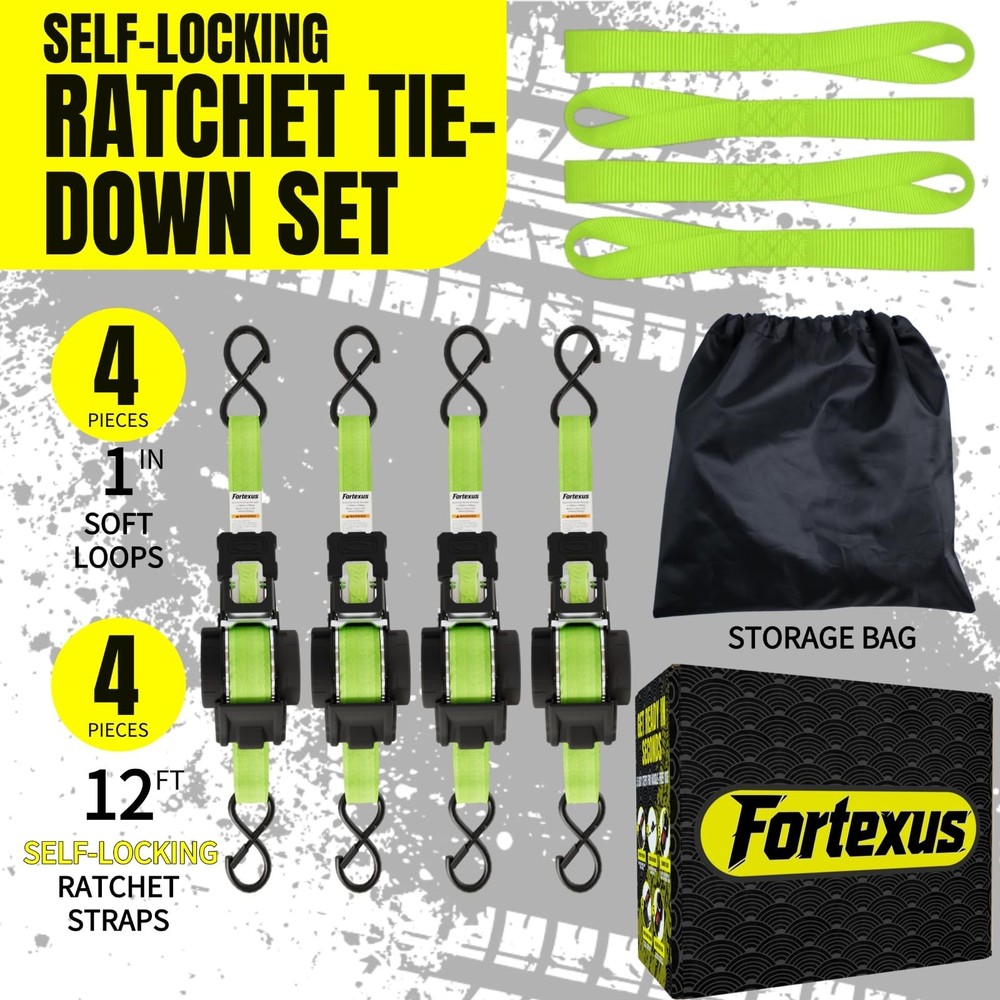 Retractable Ratchet Straps,1'' x 12' Tie Downs Automatic Retractable Ratchet ...