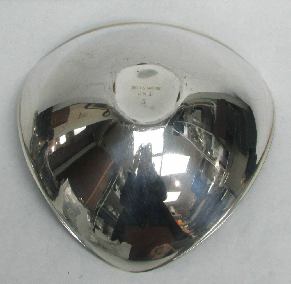 VINTAGE REED & BARTON SILVER PLATE BLUE ENAMEL 7" CANDY DISH