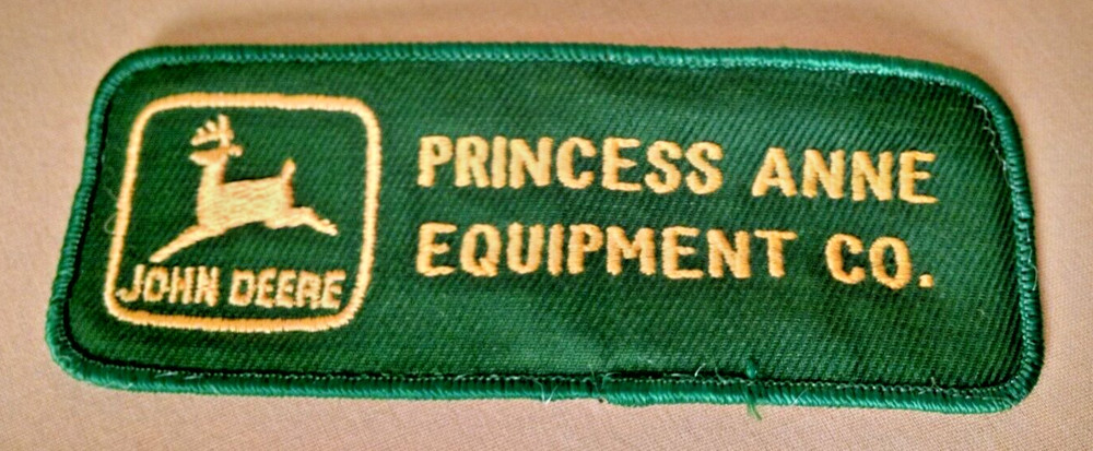 JOHN DEERE TRACTOR PATCH GREEN YELLOW PRINCESS ANNE EQUIPMENT RECTANGULAR USED.