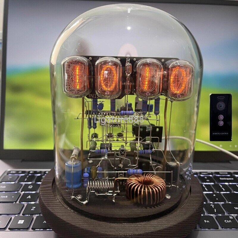 Classic Vintage IN-12 Nixie Tube Clock Kit DIY Unassembled w/ Glass Case Remote