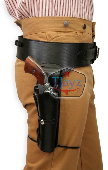 22 Cal USA SELLER SASS Single Holster Gun Belt Drop TOOLED LEATHER Western Rig