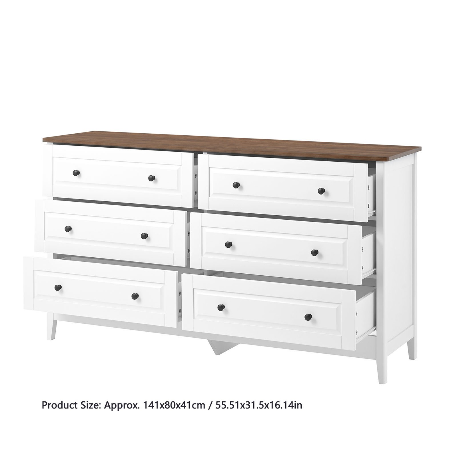 6 Storage Drawer Bedroom Wood Organizer Storage Furniture White