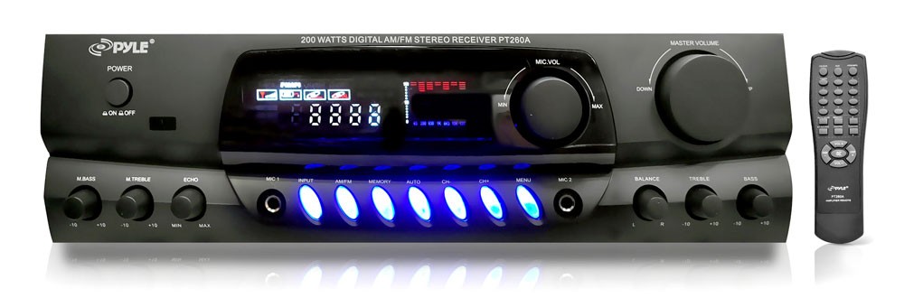 Pyle Digital 200W Stereo Receiver, 4x 3.5'' 200W Max 3-Way Speakers, Mic System
