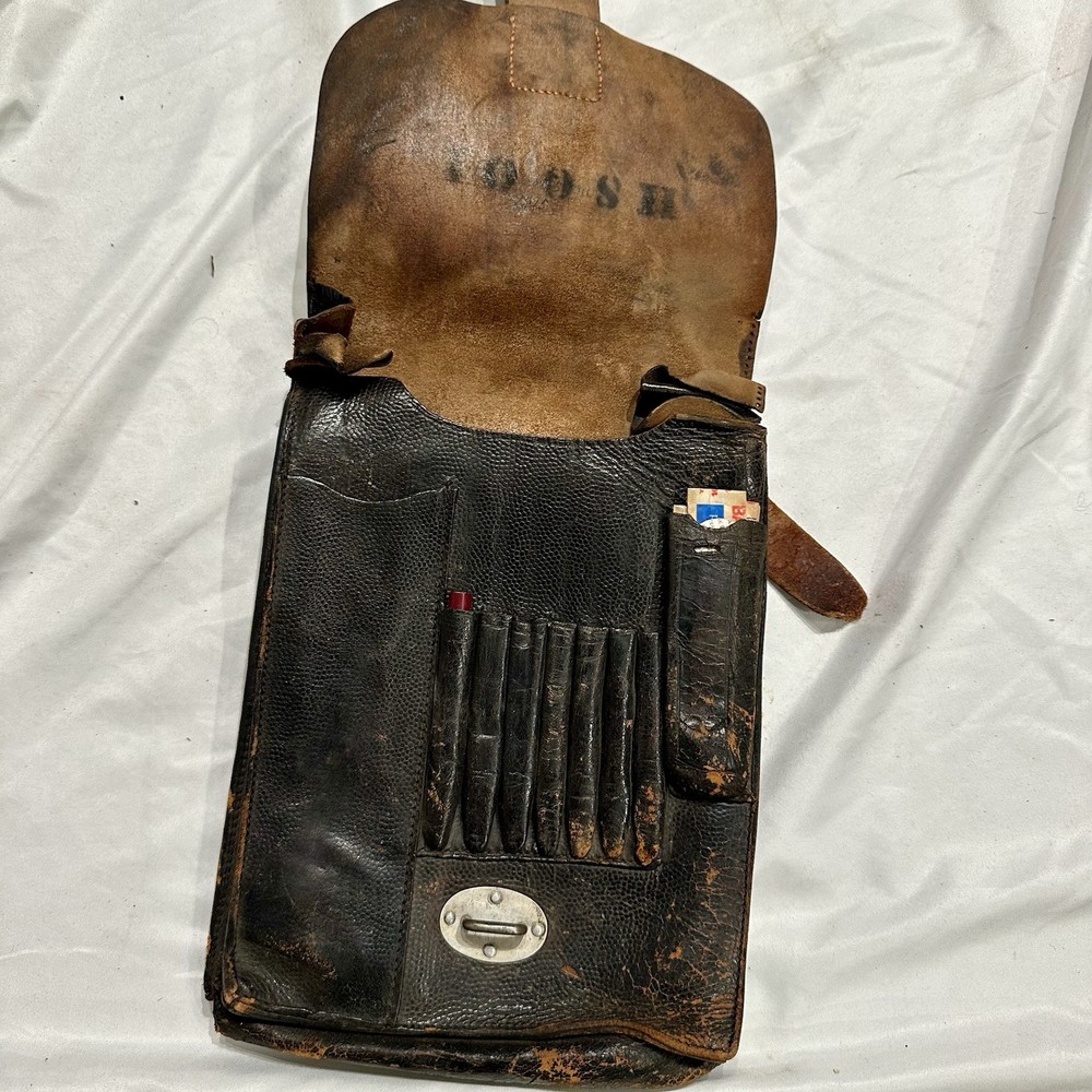 WWII German Officer Leather Map Case Original