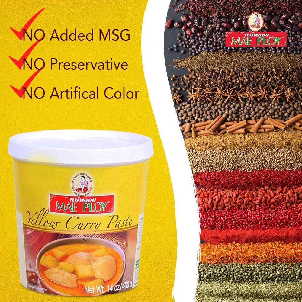Mae Ploy Thai Yellow Curry Paste for Restaurant-Quality Curries Aromatic Blend