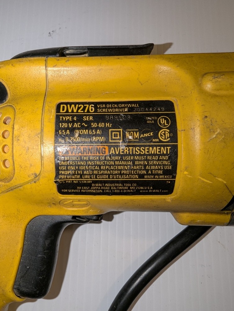 dewalt dw276 vsr deck/drywall screwdriver