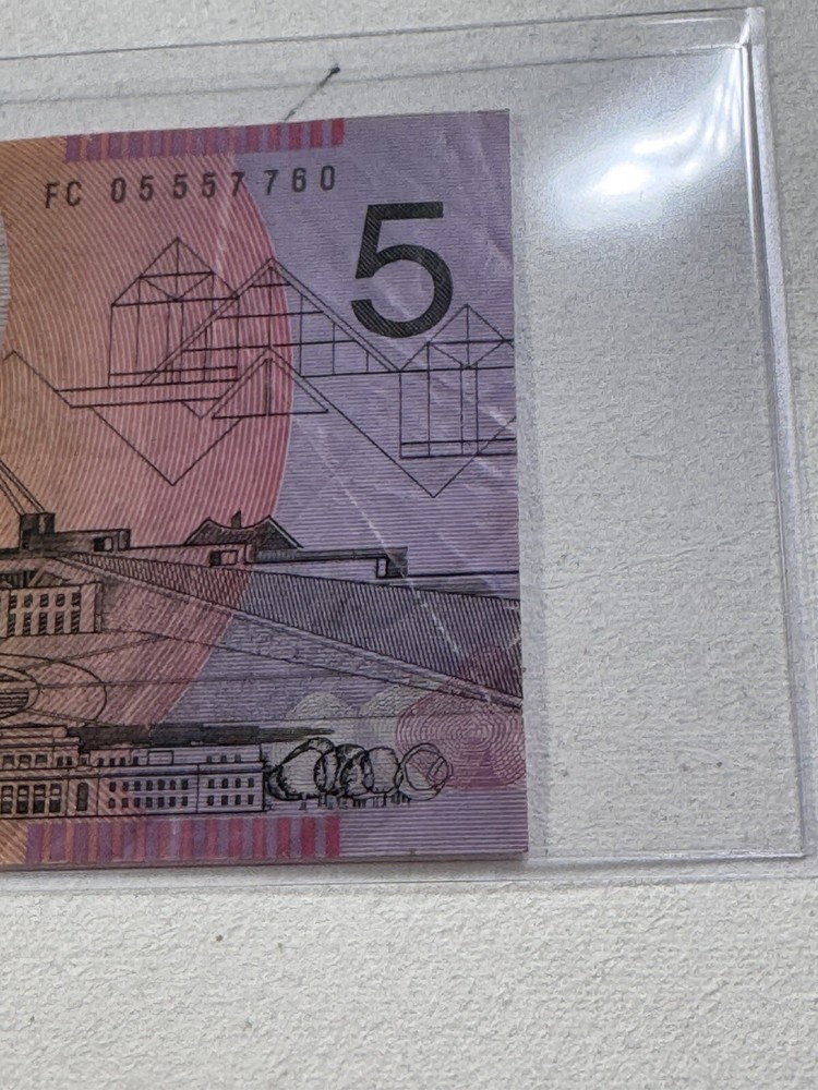 2005 Australia $5 Polymer Banknote Prefix AB P# 57c