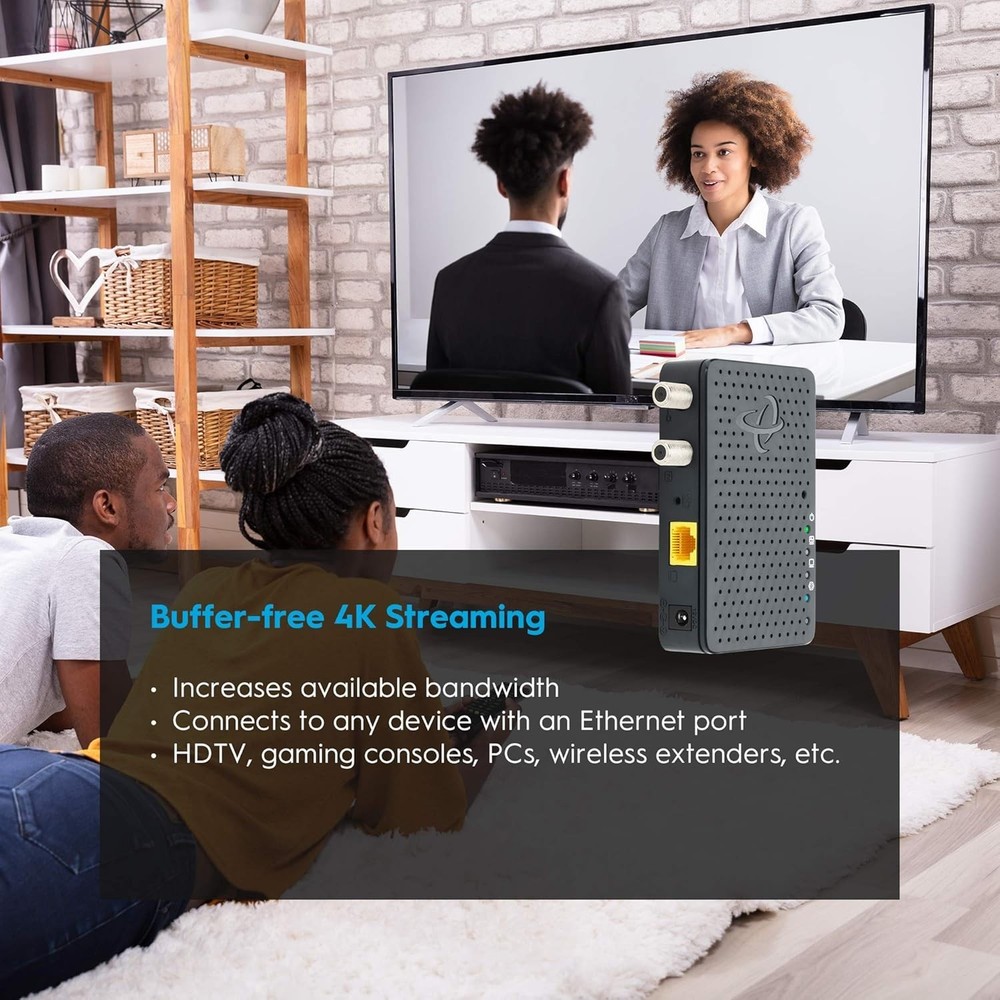 MoCA 2.5 Adapter 1Gbps Ethernet Coax Network Backbone Streaming