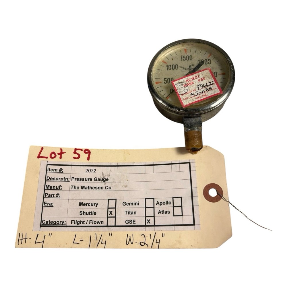 Vintage NASA Authentic Space Shuttle Program Matheson Pressure Gauge