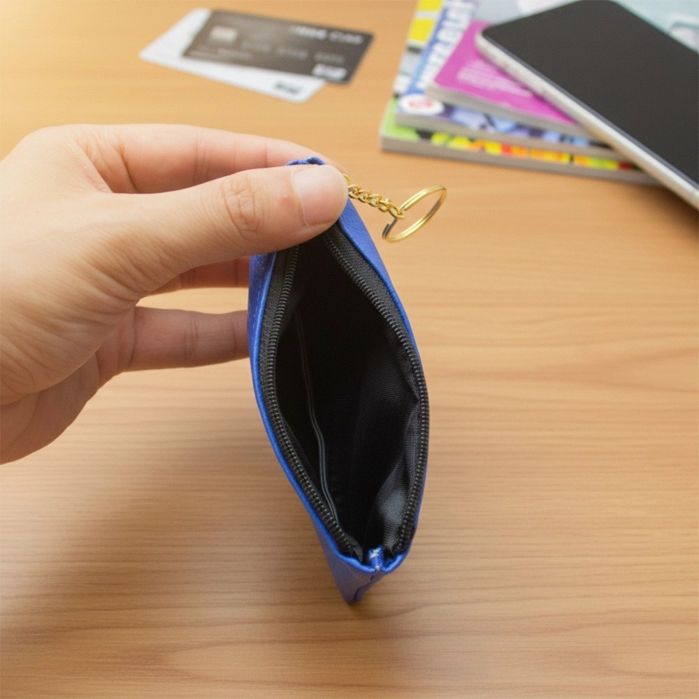 5 PACK Artificial Leather Coin Pouch with Key Ring Mini Wallet Card Earbud Case