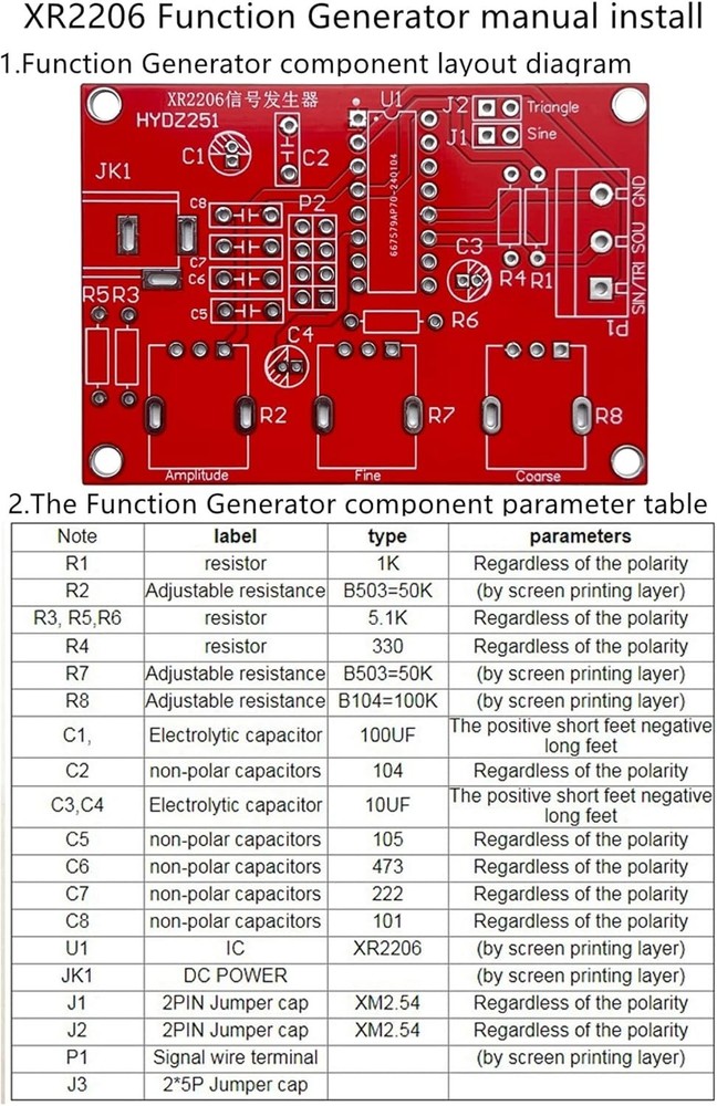 Compact 1Hz-1MHz Function Signal Generator Kit - High Precision for DIY Projects