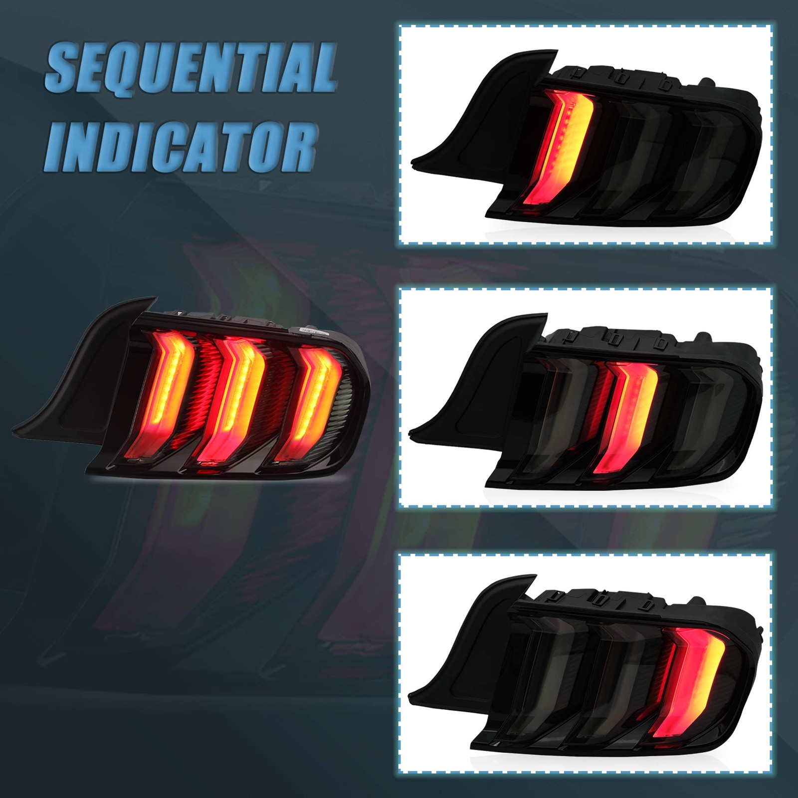 Tail lights Assembly Fit for 2015-2020 Ford Mustang 6th Gen Plug-and-play