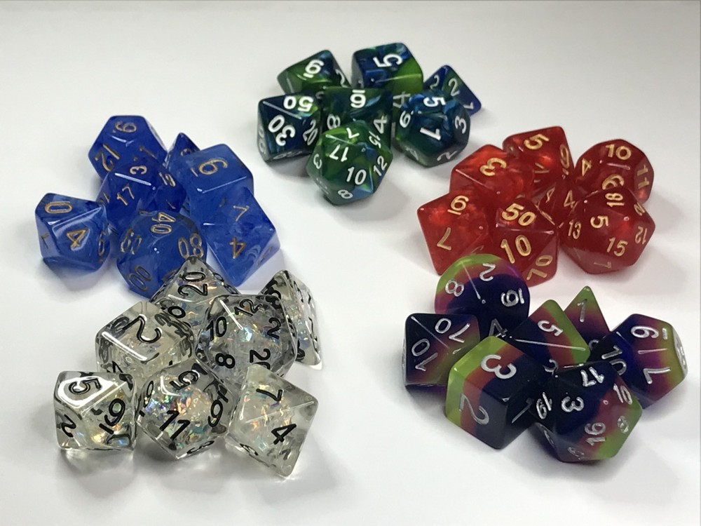 dice lot 5 beautiful polyhedral sets, gaming dice