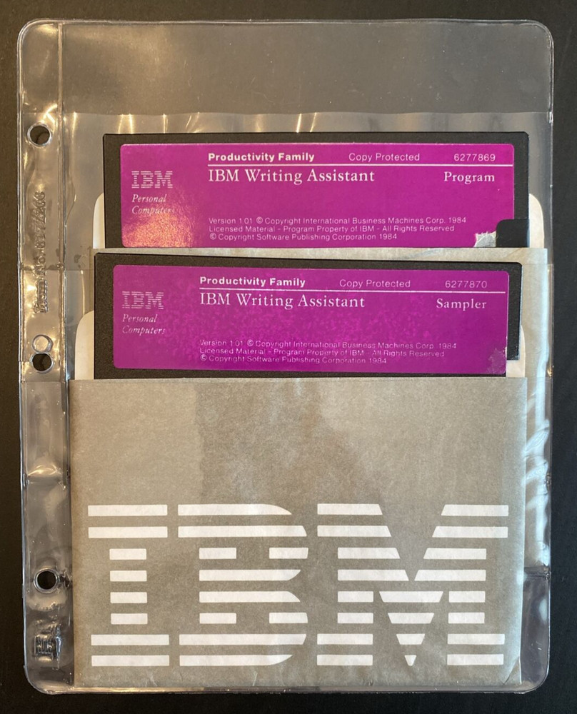 Vtg IBM Writing Assistant 5.25" Floppy Disk 1984 Vrs 1.01 Computer Program Discs