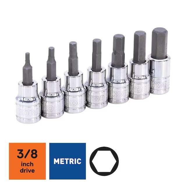 Kobalt 7-Piece 3/8-in Drive Set Hex Bit Driver Socket Set - NEW